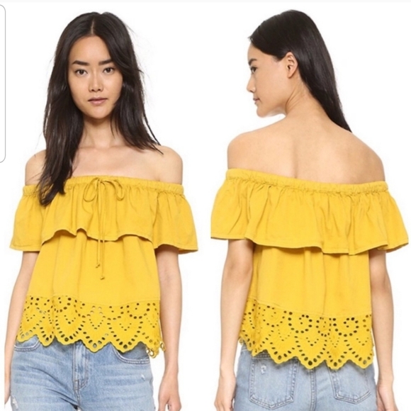 Madewell Balcony Eyelet Off The Shoulder Top Small - Picture 2 of 7